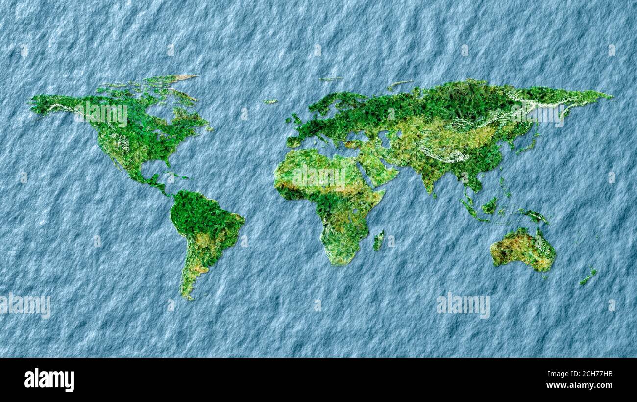 Weltkarte der grünen Ausgaben Stockfoto
