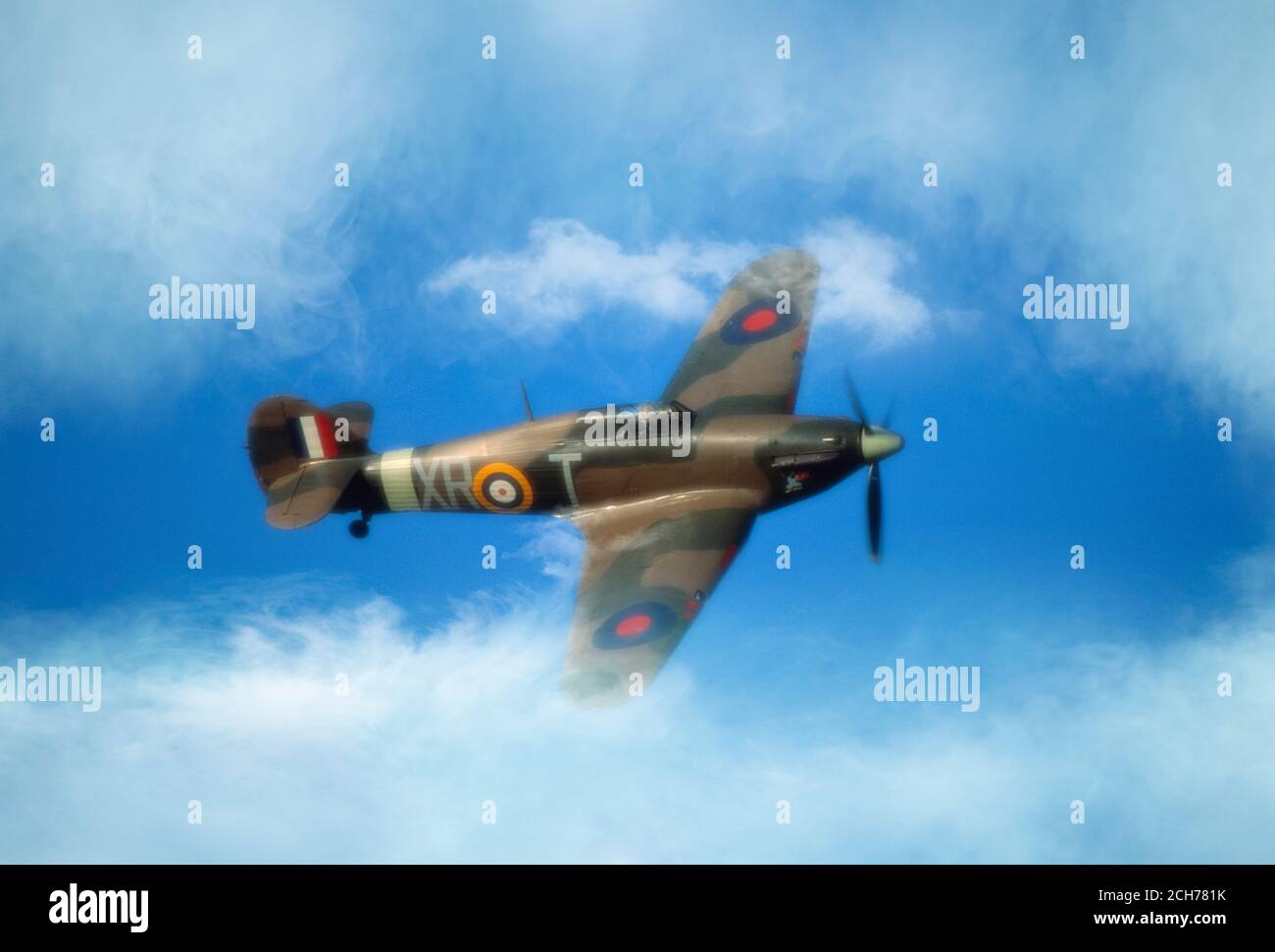 Hawker Hurrikan in den Wolken Stockfoto