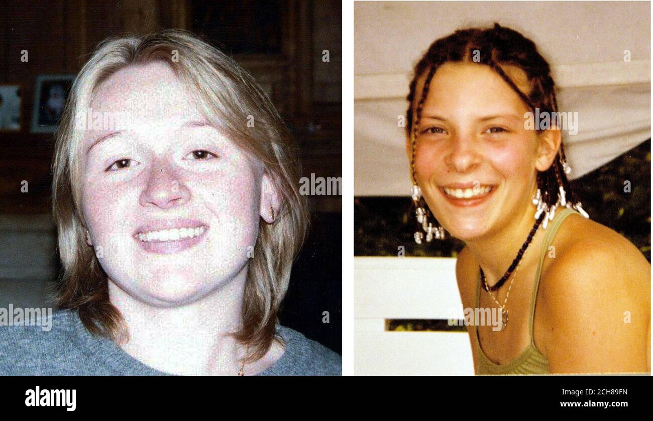 Amelie Delagrange (links) und Amanda (bekannt als Milly) Dowler (rechts). Detektive, die den Mörder der französischen Studentin Amelie Delagrange jagen, untersuchen, ob derselbe Mann für einen bösartigen Angriff auf ein Mädchen an der Klosterschule verantwortlich sein könnte. Der Mordversuch an der 18-jährigen Kate Sheedy im vergangenen Mai in Isleworth, West-London, ist der sechste Angriff, der mit dem brutalen Mord der 22-jährigen Amelie in Verbindung gebracht wird. Stockfoto