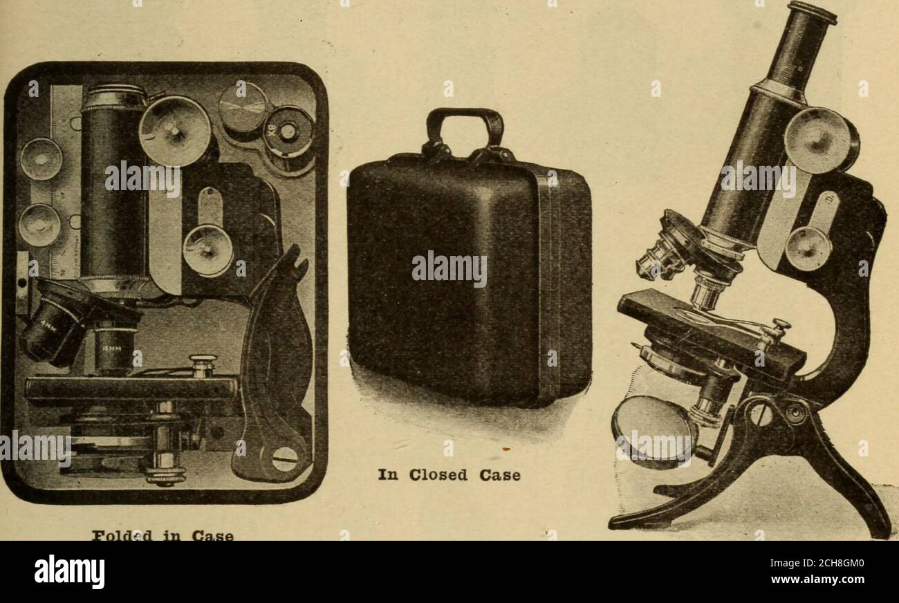 . Bebilderter Katalog von chirurgischen Instrumenten : und von verwandten Linien . tief. Es ist mit der normalen Unterstufe des Schnellschraubentyps ausgestattet; die obere Irisblende wird automatisch geöffnet verriegelt, wenn der Kondensator eingesetzt wird, egal wie der Kondensator in den Substufenring eingesetzt werden kann. Das Mikroskop ist in Alkohol-proof schwarz Emaille und Alkohol-proof gelb, die gleiche wie die anderen Mikroskope beendet. Es ist in einem Hartholzschrank eingerichtet. Spencer Katalog Nr. AbbKondensator Nasenstück Achro-maticObjekt-ivesÄquiv.Foe. Mm. 16, 416, 416, 416, 416, 416, 416, 4, 1,8 l-imm. Huy- ghenianOcu Stockfoto