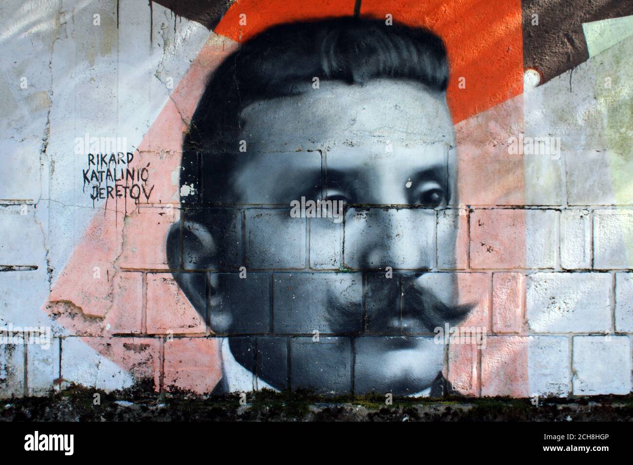 Wandmalereien, Street-Art, Wandkunst, an der Wand in einem Park von Opatija, Kroatien, Europa Stockfoto
