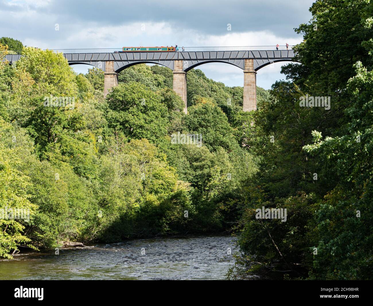 Pontcysyllte Aqueduct Canal Weltkulturerbe, die den Fluss überquert Dee in der Nähe von Wrexham, North Wales, Großbritannien Stockfoto