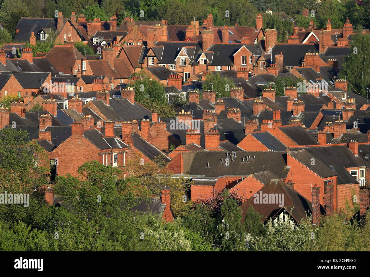 Eine allgemeine Ansicht der Häuser in Leicester Stockfoto