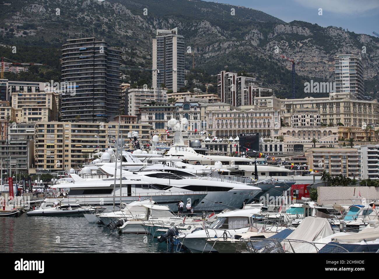 Boote in Monaco Hafen, Monaco. DRÜCKEN SIE VERBANDSFOTO. Bilddatum: Freitag, 27. Mai 2016. Siehe PA Story AUTO Monaco. Bildnachweis sollte lauten: David Davies/PA Wire. Stockfoto