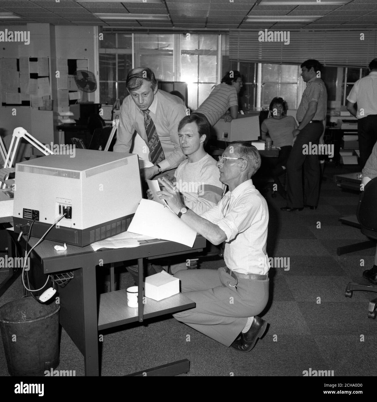 Ein allgemeiner Blick auf den Newsroom des Presseverbands in der Wahlnacht. Stockfoto