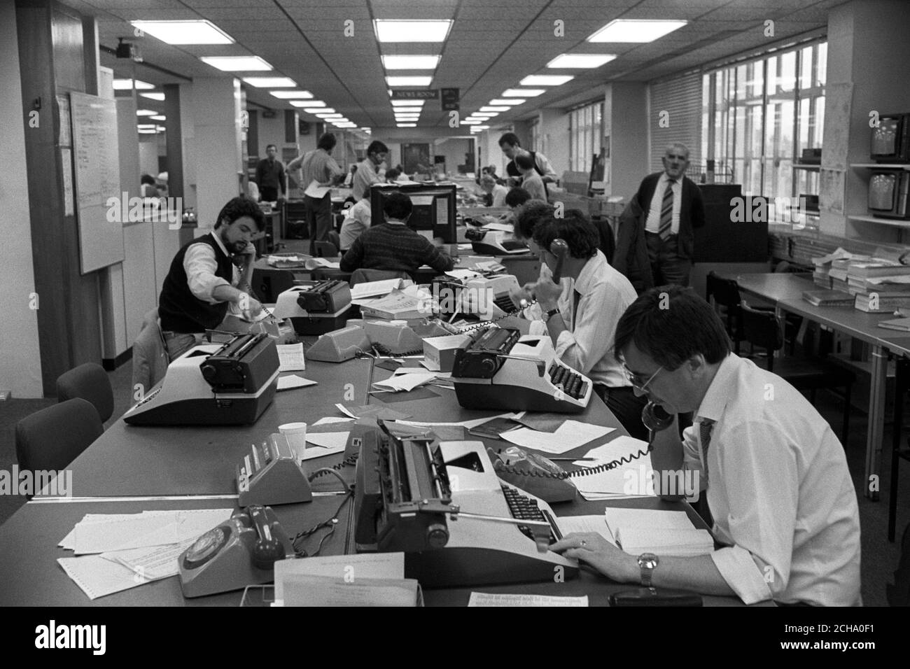 Innenansicht des Newsroom der Pressevereinigung. Stockfoto