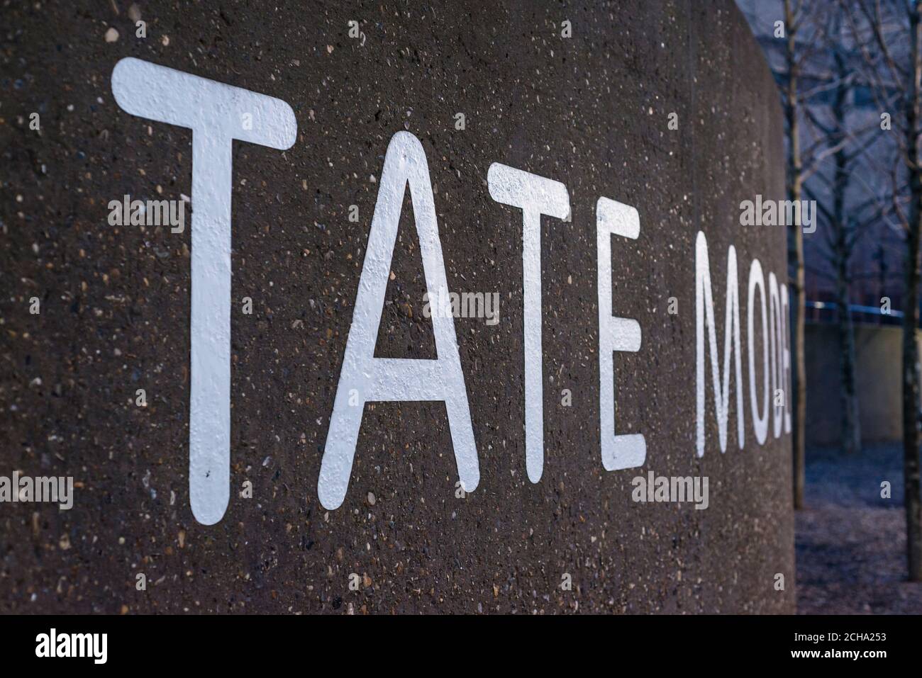 Tate Modern Schild, London, Großbritannien Stockfoto