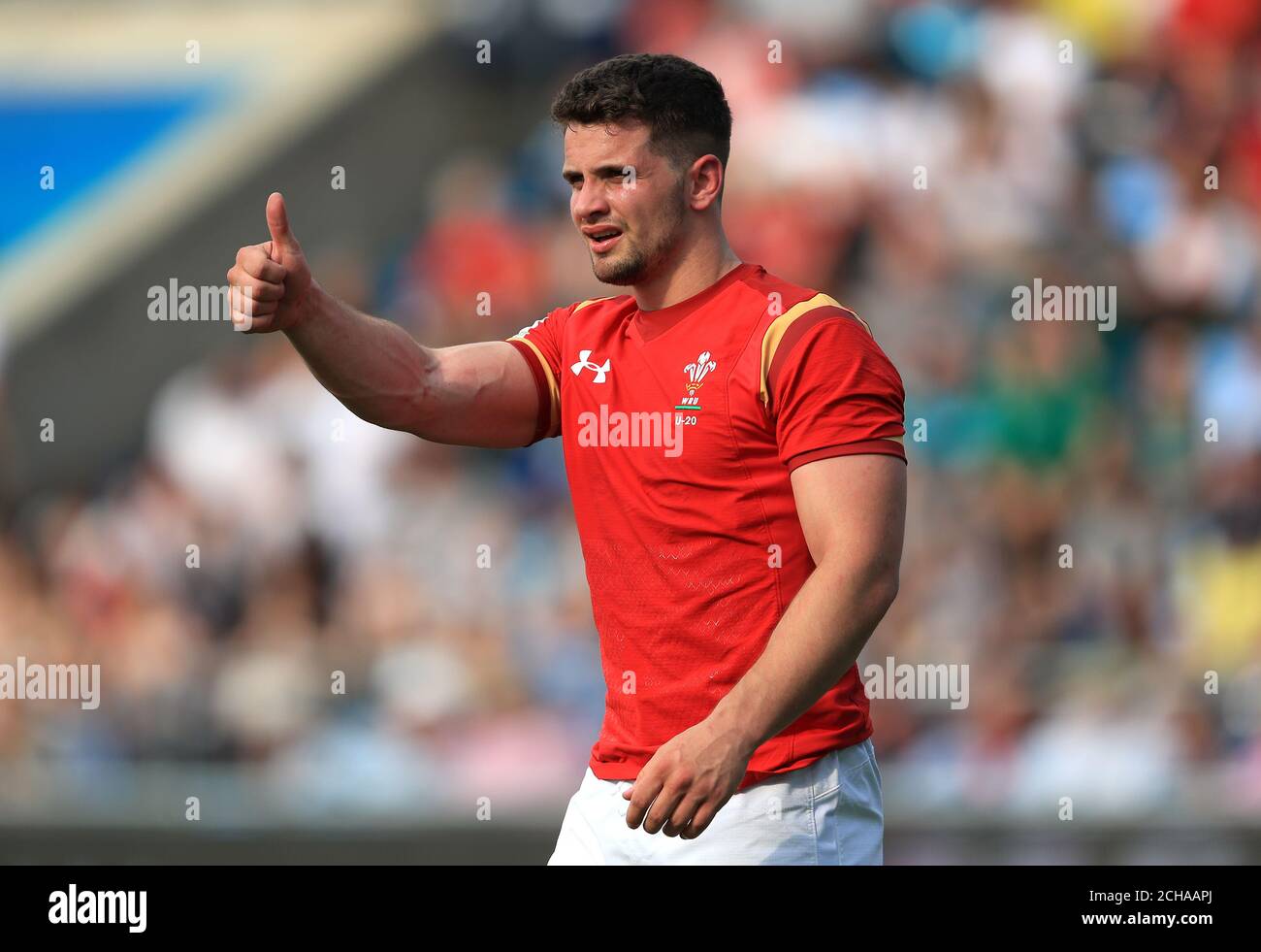 Wales' Joe Thomas während des Rugby Union-Weltcup-Spiels der U20 im Manchester City Stadium, Manchester. Stockfoto