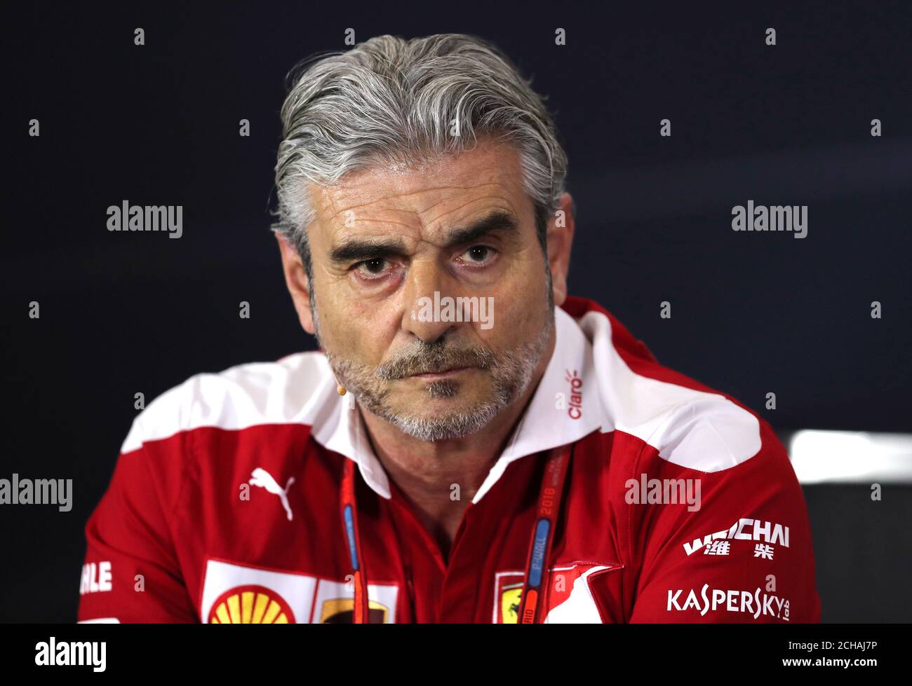 Ferrari Teamchef Maurizio Arrivabene während des Trainingstages für den Großen Preis von Großbritannien 2016 auf dem Silverstone Circuit, Towcester. DRÜCKEN SIE VERBANDSFOTO. Bilddatum: Freitag, 8. Juli 2016. Siehe PA Story AUTO British. Bildnachweis sollte lauten: David Davies/PA Wire. Stockfoto
