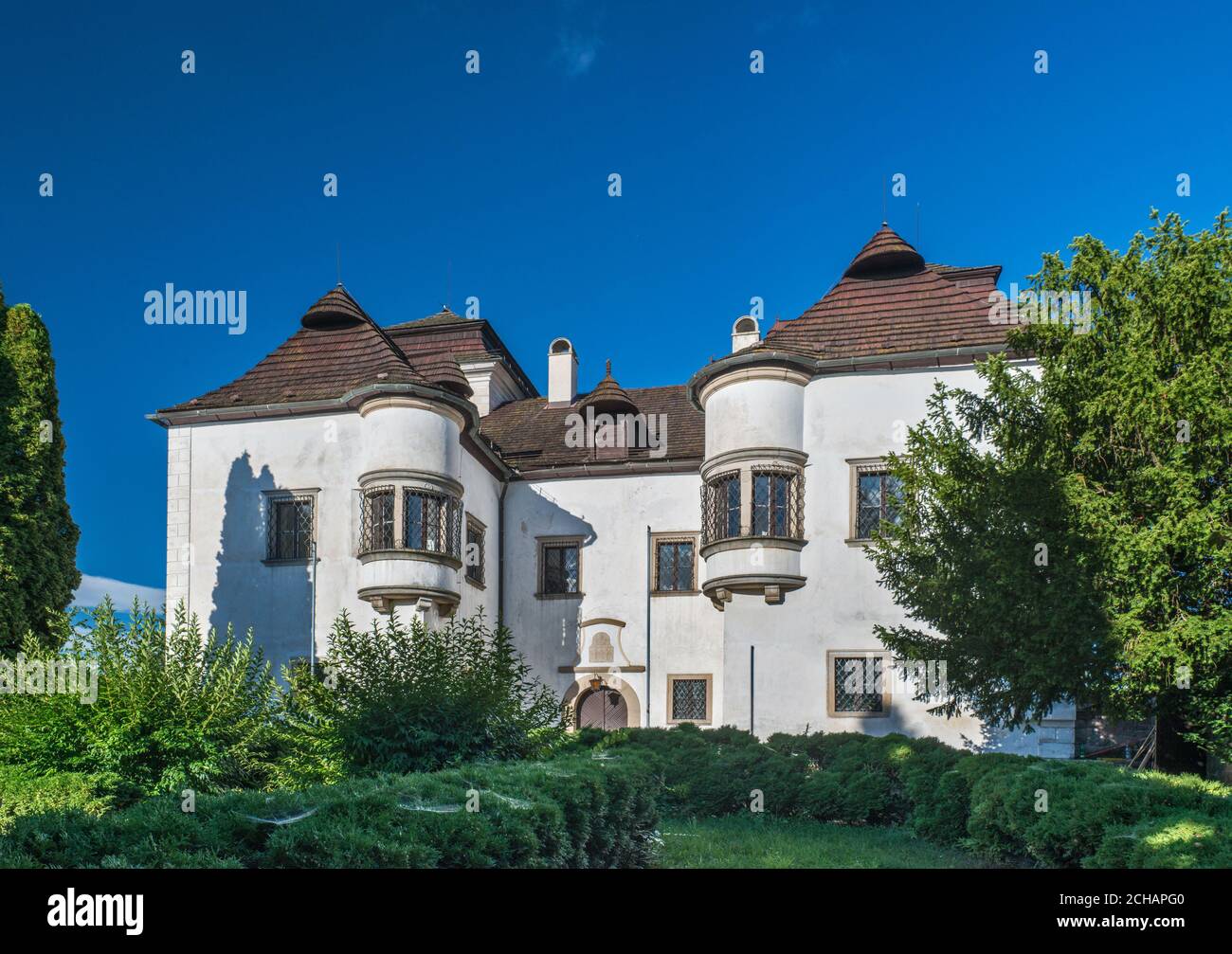 Platthy Herrenhaus, 17. Jahrhundert, Matica slovenská Bibliothek, in Diviaky Abschnitt der Stadt Turčianske Teplice, Zilina Region, Slowakei Stockfoto