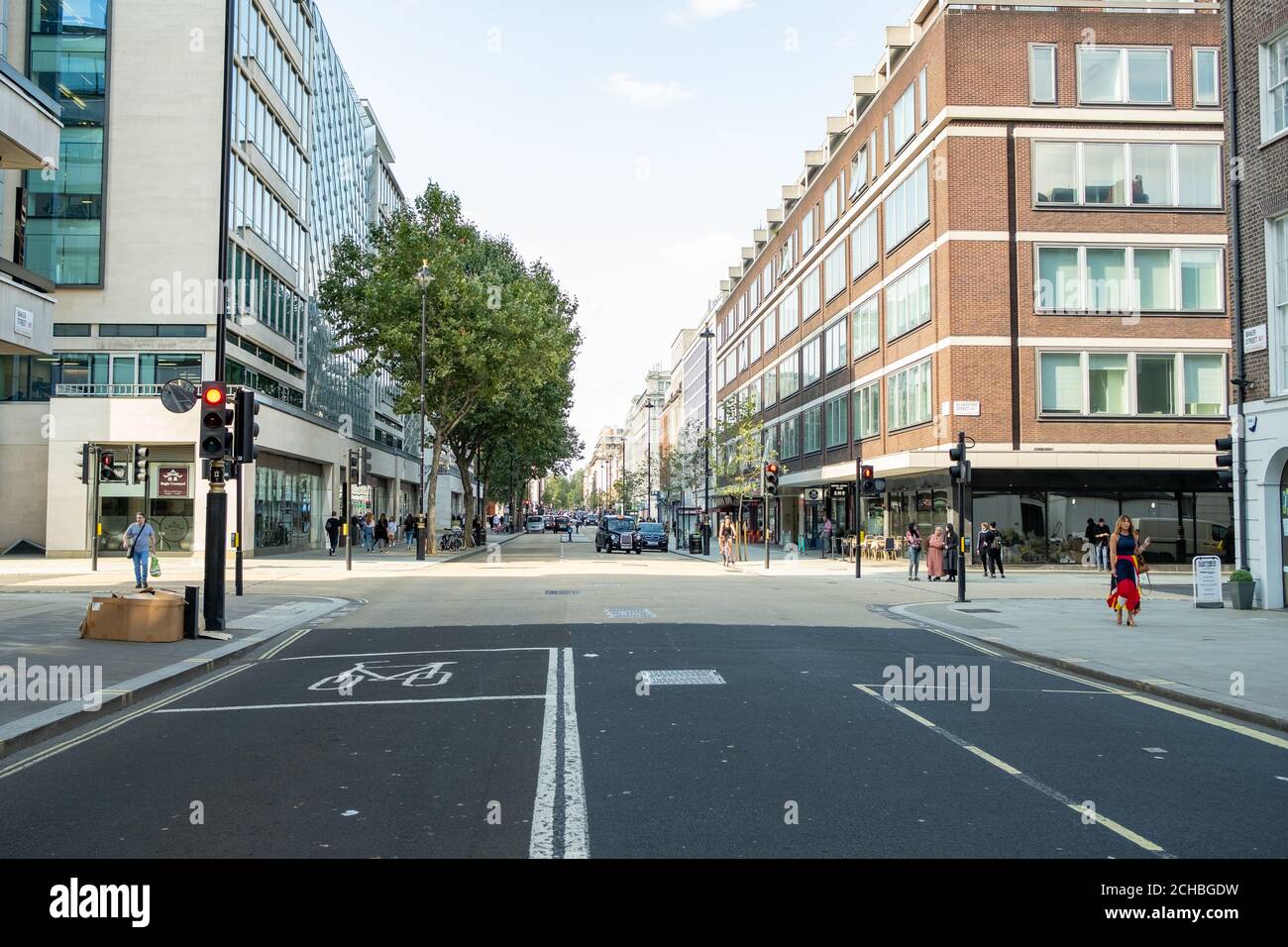 London - September 2020: Baker Street in Marylebone in der City of Westminster - ruhiger als normal wegen Covid 19 Stockfoto