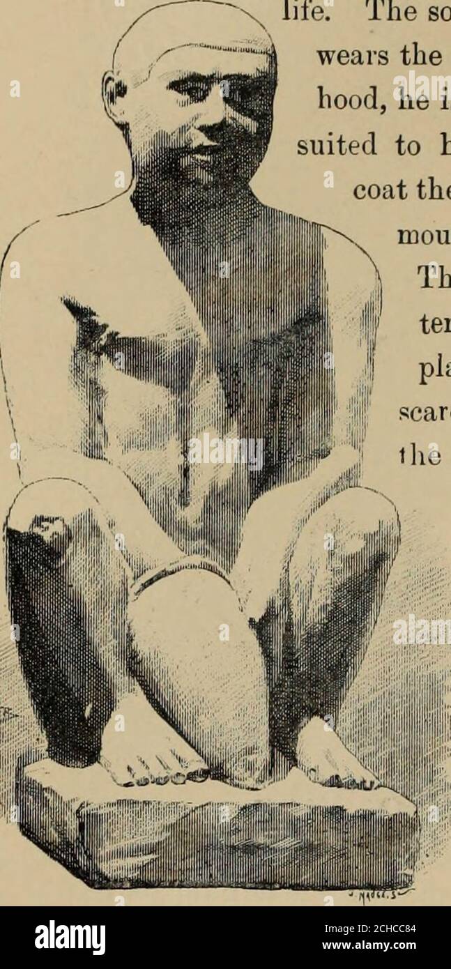 . Die Anfänge der Zivilisation: Ägypten und Chaldäa . aparelli, Museo Archeologico di Firenze, Antichità Egizie, S. 189, Nr. 1494). 2 Siehe die Vignette bei der Eröffnung des Kapitels IV., S. 247 dieser Geschichte, der Trauernde im GizehMuseum. 3 Perrot-Chifiez, Histoire de LART, Band i. pp. 631, 636; Maspero, Tête de scribe égyptien, undPehournowri, im ersten Band von Rayet, Monuments de LART Antique, und Archéologie Égyptienne,pp 203-206 ; ERM an, JEgypten, pp. 545, ff.. Der bewundernswerte Kopf des ägyptischen Schreiber, besessen, durch den Louvre, ist auf p. 345 dieser Geschichte als Überschrift zu Th Stockfoto
