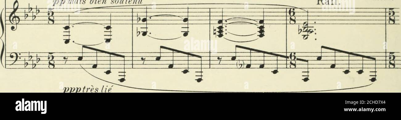 . Mélodies . laissez vibrer to. f ■7 J 85 8 AMPHISE ET MELITTA Poésie da.SAMAIN CH.KOECHLIN 0p:3i,Nj6 Août 1908-1607) CHANT <depréférence une roixde femme j PIANO (^ Très calme, très doux et intime i Adagio, très lent Dons ces différentes mesurer in valeur de la croche Reste toujours^ lappmais bien soutenu     ^ Rail. Meuie. ppptrès lie ^ pp 5 potir 4 5pour 3 MJjj j.i^i i j^; ;- j ^-k ^ È E3 #--# as^is au Bord du lac o baig-nent leurs pieds nus. Amphiseet Mejit. Stockfoto