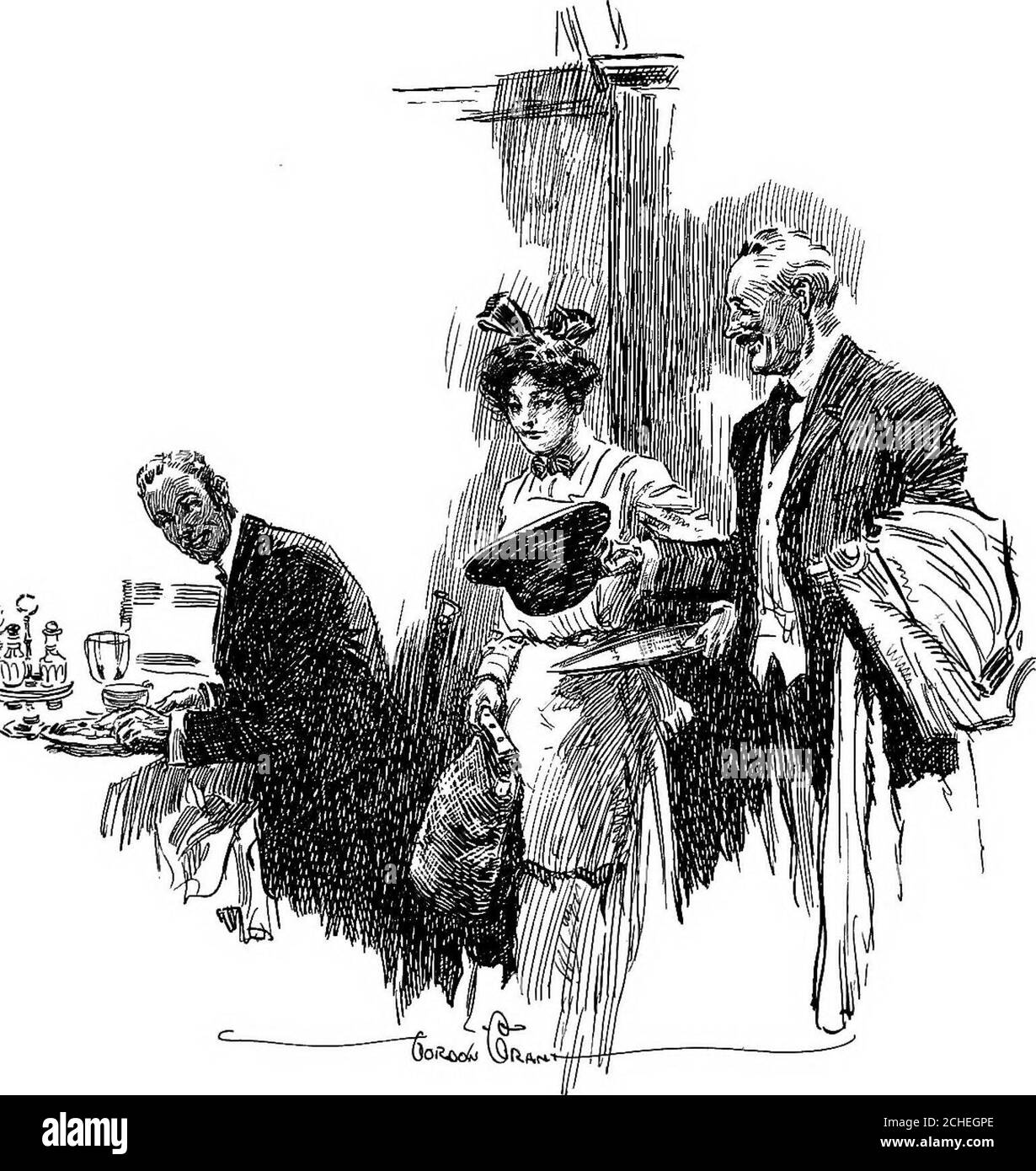 . Der dreizehnte Juror : eine Geschichte aus dem Gericht . Ameal, Brötchen, Beefsteak, Speck, Eier und Kuchen tun. Ich bin nervös und habe heute Morgen keinen Appetit. Sagen Sie, Pete, wenn er jemals wirklich hungrig wird, machen Sie Ihren Empfänger in Konkurs – werden Sie?Drawled Brundage, steigt, wie er sprach. Nach dem Prinzip von nach mir – die Sintflut? Vorgeschlagener Postner. Ja, ich fürchte, es 11 wird nichts mehr übrig bleiben, nachdem du zufrieden bist, widersetzte sein Freund.Was hast du da, Ellen? Er fuhr fort und sprach die Kellnerin an. Die Post? Also, lassen Sie sich nicht von Herrn Poinder sehen. Er 11 verwechselt den Postsack für einen Nasenbeutel und frisst al auf Stockfoto