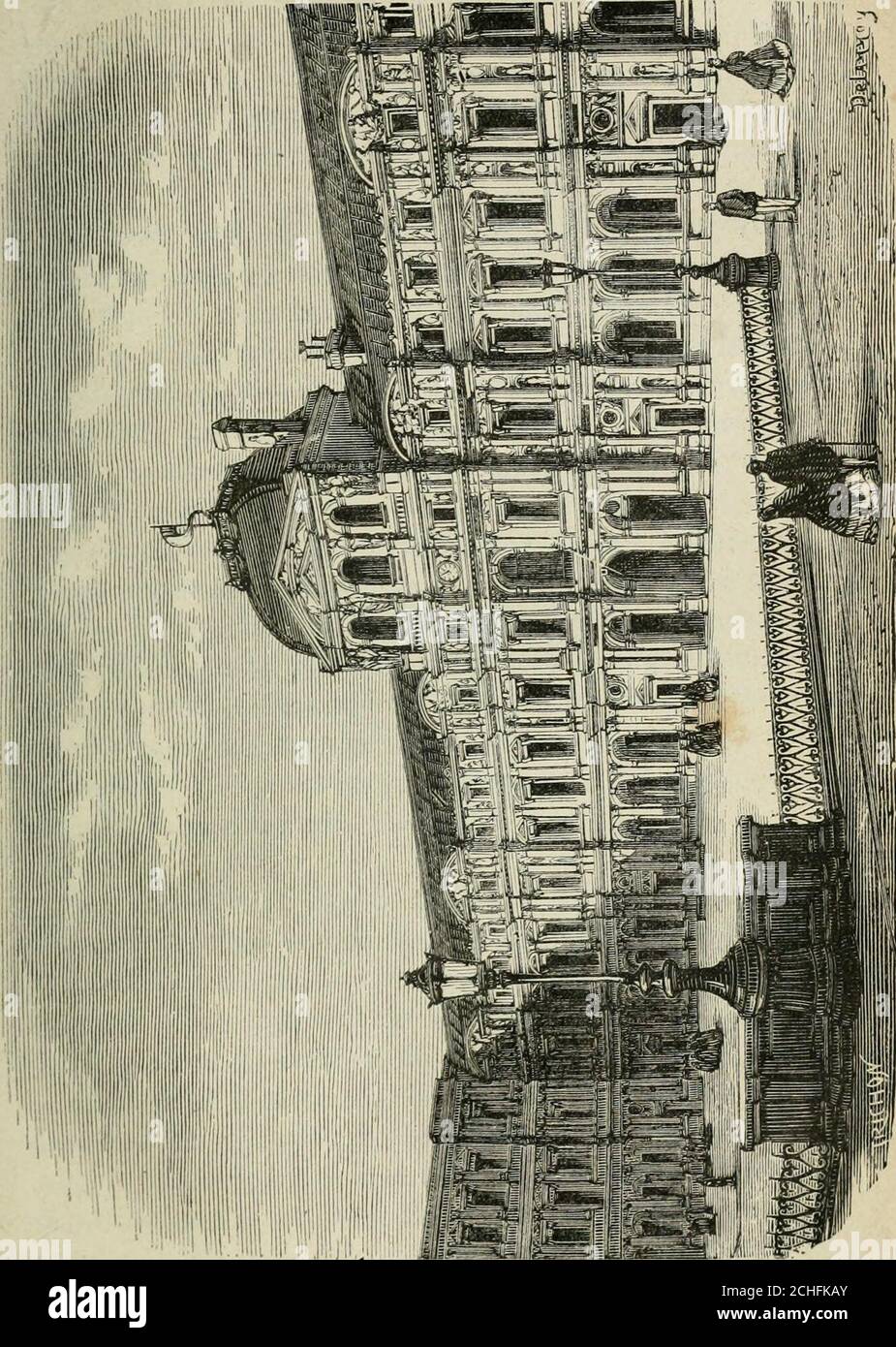 . Les merveilles du nouveau Paris-- . Sauvai, en prome-nant ses regards sur la ville, « on voit la Distribution etle cours de toutes les rues, comme les veines du corpshumain. » Nous parlerons ici de deux bois qui, quoique situés endehors de lenceinte fortifiée, font Partie intégrante de lavie parisienne. CEST davord le bois de Boulogne, lorgueil et le lieu deprédilection de tout véritable Parisien. Il sétend à louest deParis, de la porte Maillot au Bord de la seine. CE bois, dé-bris de la forêt de Rouvray, fut négligé jusque sous le pre-mier Empire : Napoléon Ier y fit tracer quelques Routen, Stockfoto