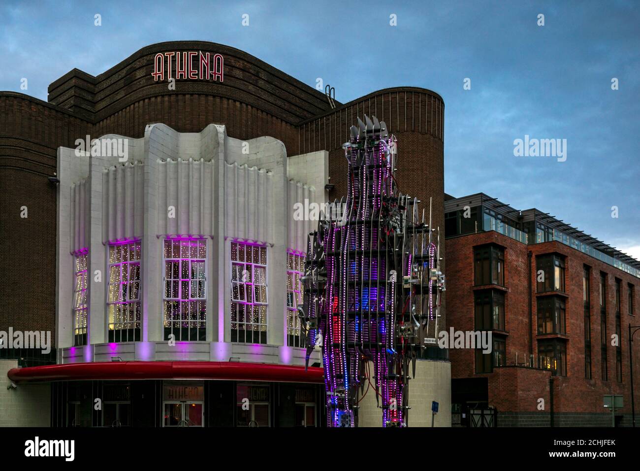 Das Light Up Leicester Festival beleuchtet die Straßen von Leicester mit einer Spur von kostenlosen interaktiven Kunstwerken und Unterhaltung. Stockfoto