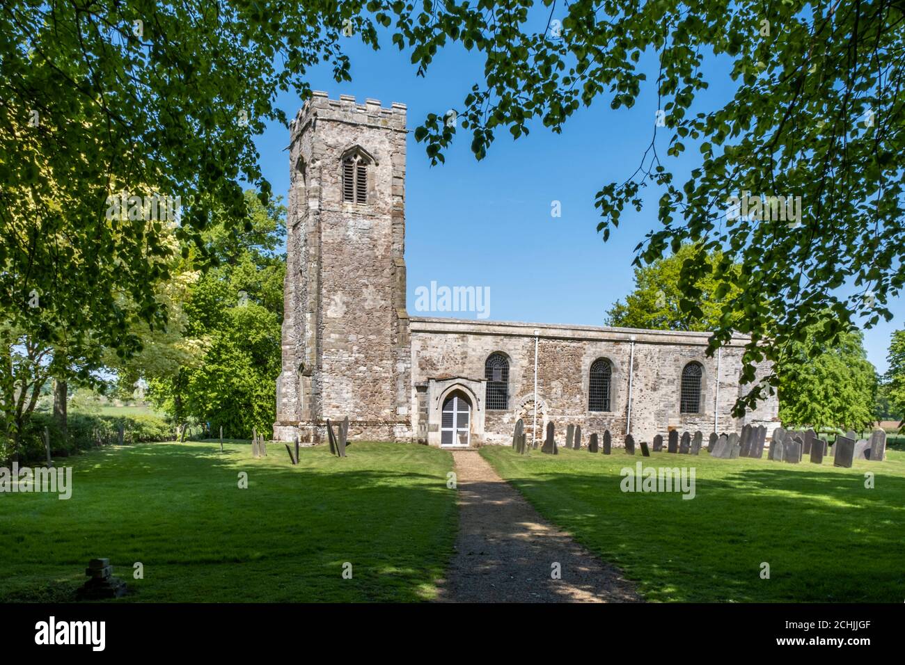 Frühlingsansicht der St. Wistans Kirche, Wistow, Leicestershire, England. Stockfoto