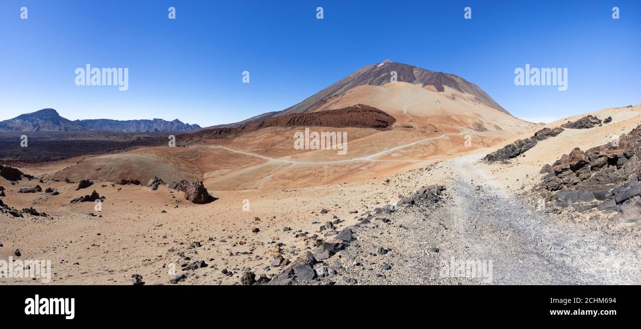 Teneriffa - Blick von Montana Rajada nach Teide mit Montana Blanca Stockfoto