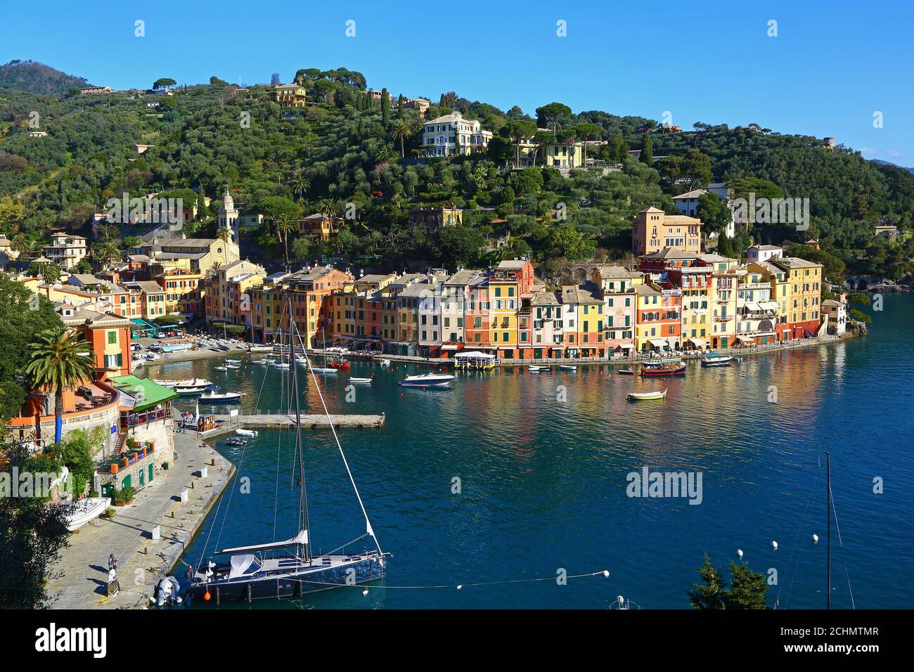 Die bunten Häuser in Portofino Stockfoto