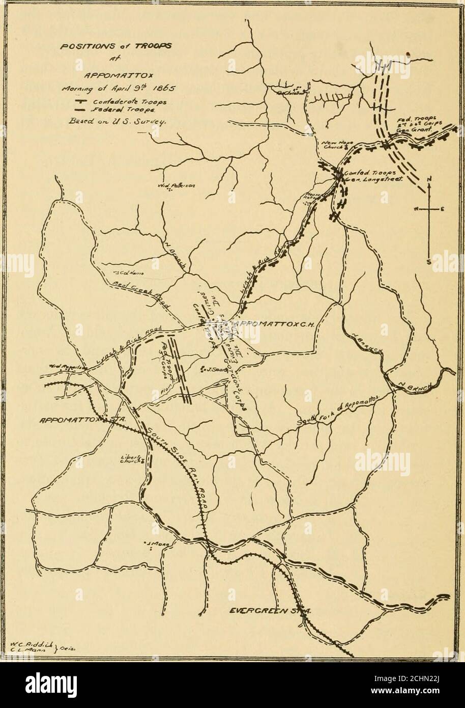 . Fünf Punkte in der Aufzeichnung von North Carolina im großen Krieg von 1861-5. Noch lebend, North Carolinacan sicher ruhen ihre stolze Behauptung, dass die letzte AtAppomattox. Henry A. London. PITTSBORO, N. C, 25. August 1904. IDENTIFIZIERUNG VON LOKALITÄTEN. Die Unterzeichnenden besuchten am 1. Oktober 1904 auf Anweisung der Staatlichen Literatur- und Historischen Vereinigung das Schlachtfeld im APPO-mattox-Gerichthaus und waren durch eine prosonale Untersuchung in der Lage, die im vorstehenden Artikel beschriebenen Positionen zu lokalisieren und die darin gemachten Zustandsangaben zu bestätigen. Angehängt ist eine Karte des Battle-f Stockfoto