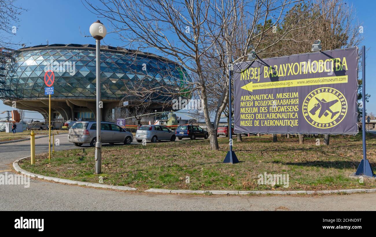 Belgrad, Serbien - 22. Februar 2020: Luftfahrtmuseum am Nikola Tesla Flughafen in Belgrad, Serbien. Stockfoto