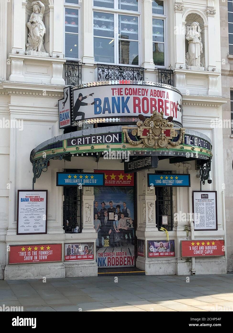 Das Criterion Theatre im Londoner West End wurde seit dem 16. März 2020 aufgrund der COVID-19-Pandemie geschlossen und geschlossen. Stockfoto
