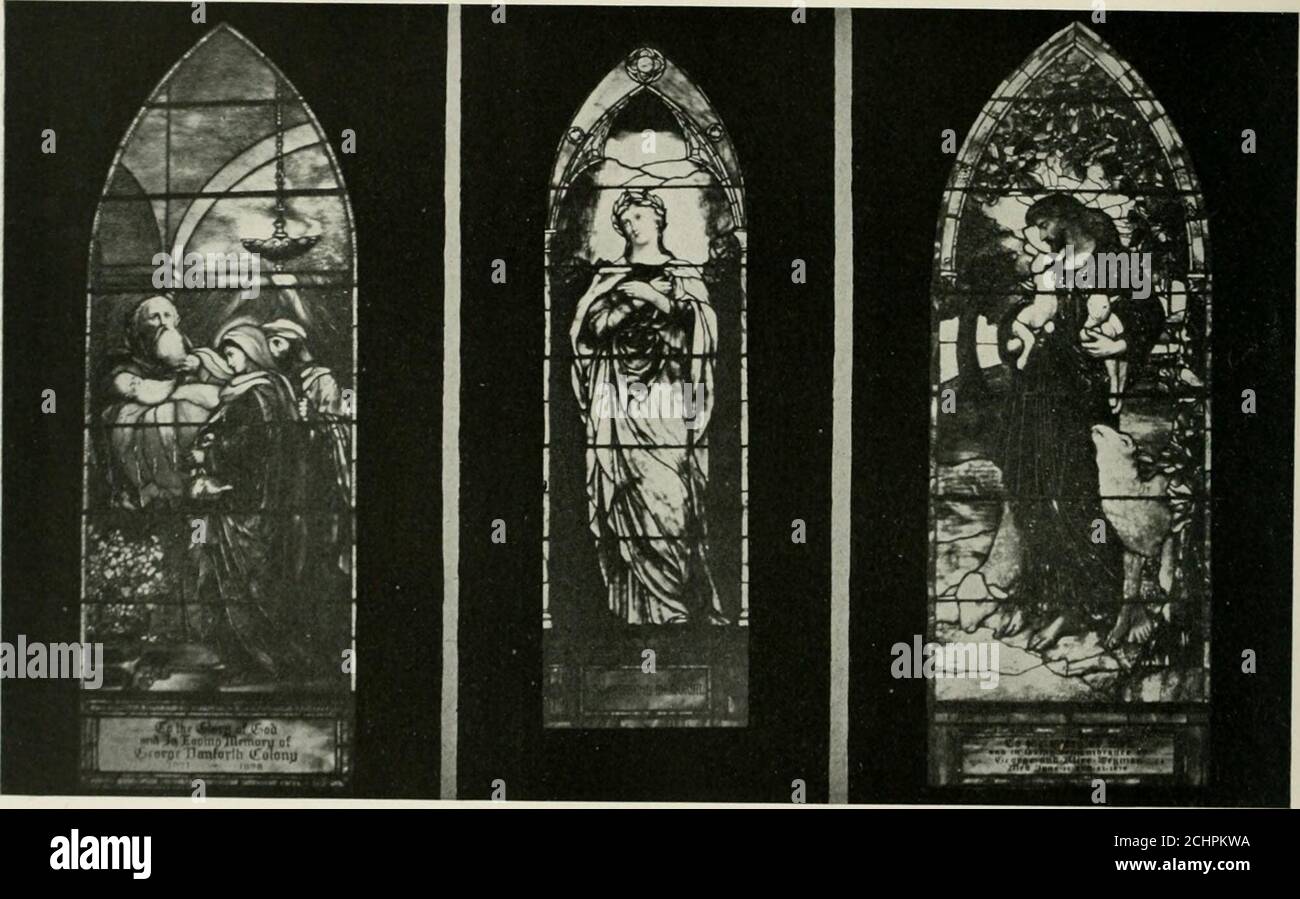 . Fitchburg Vergangenheit und Gegenwart . 1601 Gloria Dei et in memoriam alvah Crocker 1874 ■ THE CROCKER MEMORIAL WINDOWS. CHRIST CHURCH (EPISCOPAL). Fairbanks, IMioto... George Danporth Colony. Die Haskell.MEMORIAL FENSTER, CHRIST CHURCH (EPISCOPAL). George und Alice Weyman. Caldwell, Iliotii Stockfoto