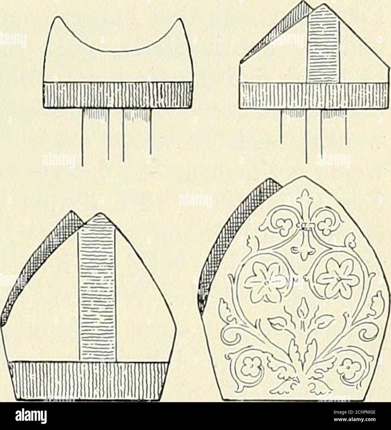 . Geschichte der liturgischen GewÃ¤nder des Mittelalters; oder, Entstehung und Entwicklung der kirchlichen Ornate und Parameter in RÃ¼cksicht auf Stoff, Gewebe, Farbe, Zeichnung, Schnitt und rituelle Bedeutung nachwiesen und durch 110 Abbildungen in farbdruck ErlÃ¤utert . Bild 234. Entwicklung der Mitra vom 11. Jahrhundert bis heute. The VerÃ¤intendencies themed of the HÃ¶he and Weite gesellt sich um den Ausgang des Mittelalters, namentally aber seit dem 16. Years thinch two further. Die erste war, daÃ man nicht nur die Mitra Ã¼berhaupt,sondern auch, und zwar ganz besonders, die Stockfoto