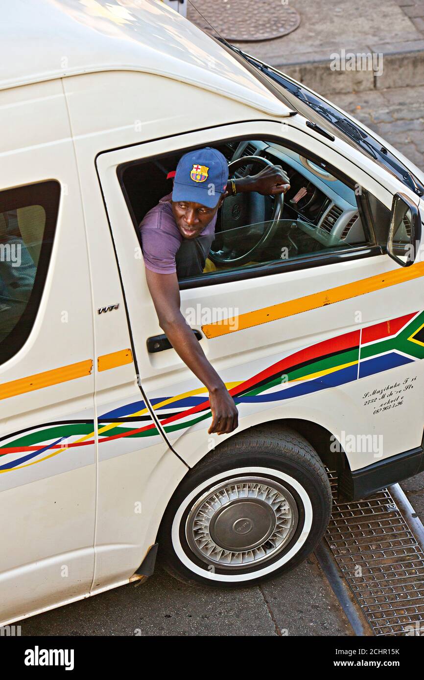 Südafrikanischer Taxifahrer Stockfoto