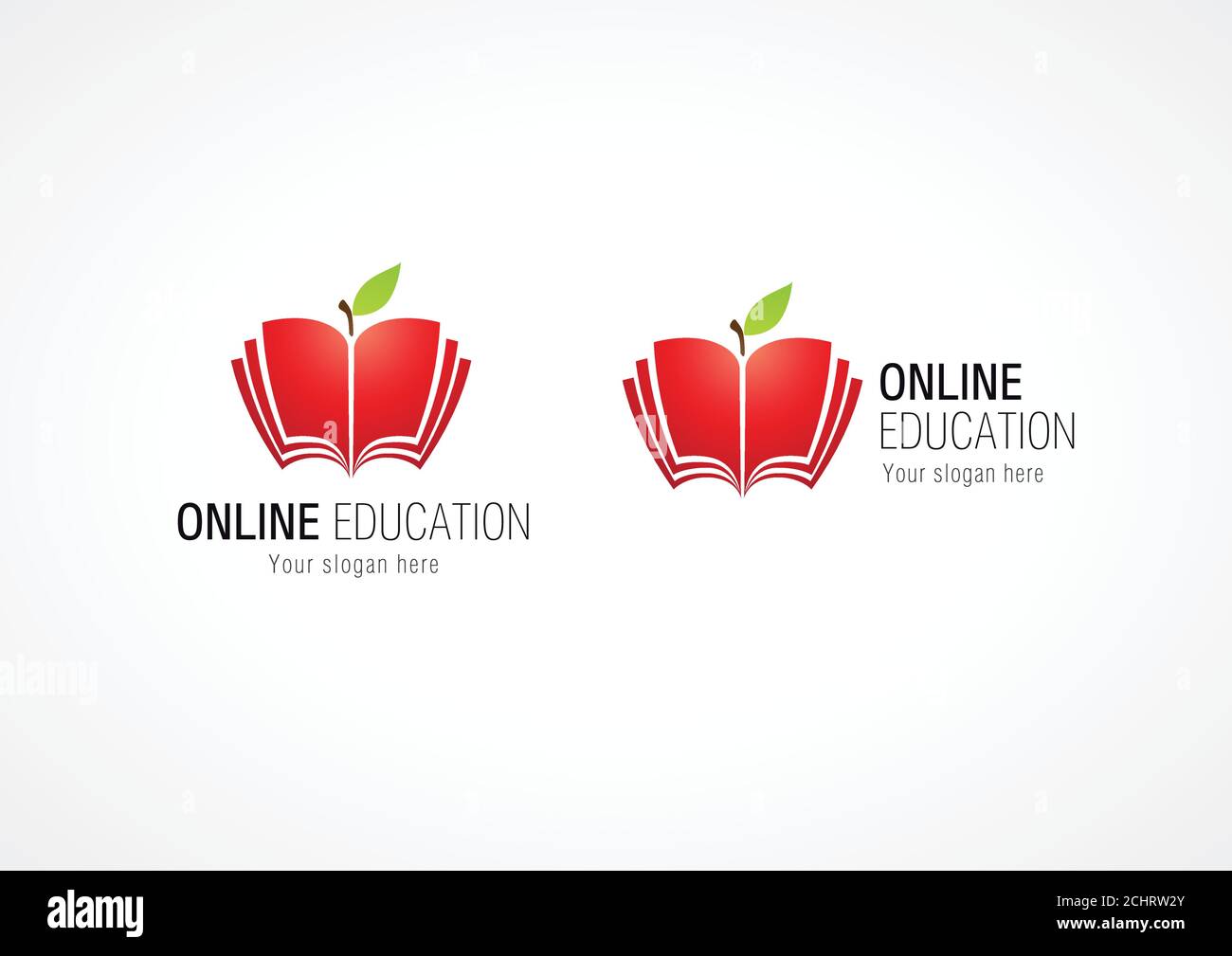 Logo für Bildungsinhalten. Buch in Apfelform öffnen. Schild für die Internetschule. E book, e reader Branding Computer Soft-Einstellungen oder Smartphone-Anwendung Stock Vektor