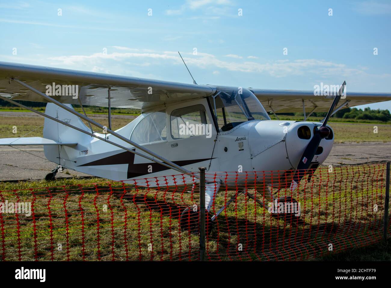 Aeronca 7AC Champion Flugzeug auf Spilves Aviation Festival Ausstellung Stockfoto