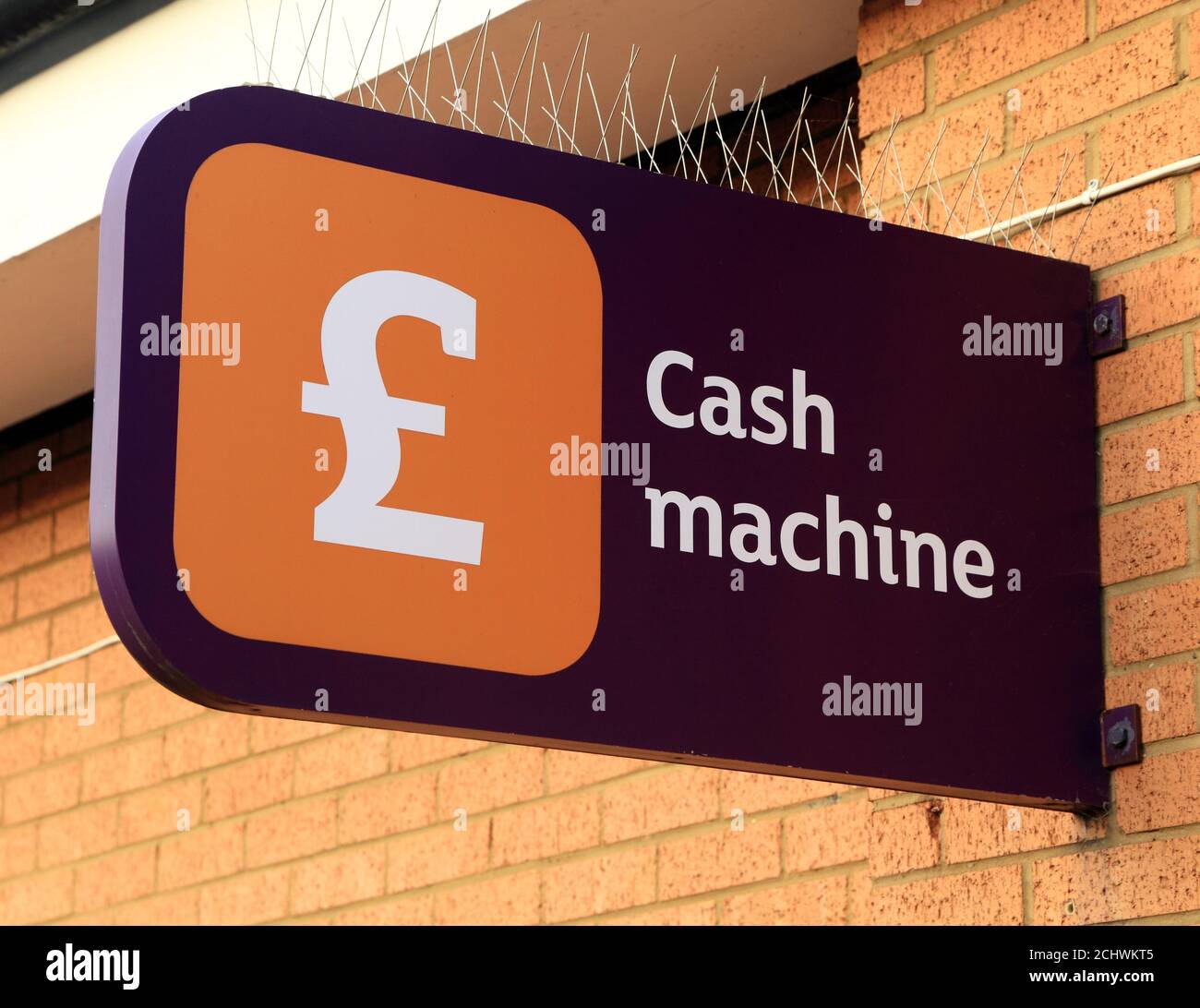 Geldautomat, Geldautomat, Schild, Sainsbury's Supermarkt, Hunstanton, Norfolk, England, Großbritannien Stockfoto