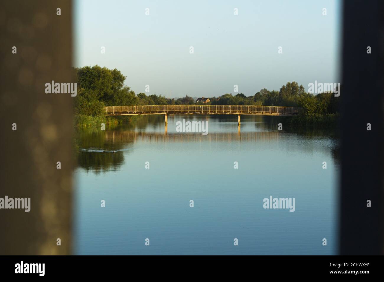 Malerische Brücke und Reflexion über den Jubilee River Stockfoto