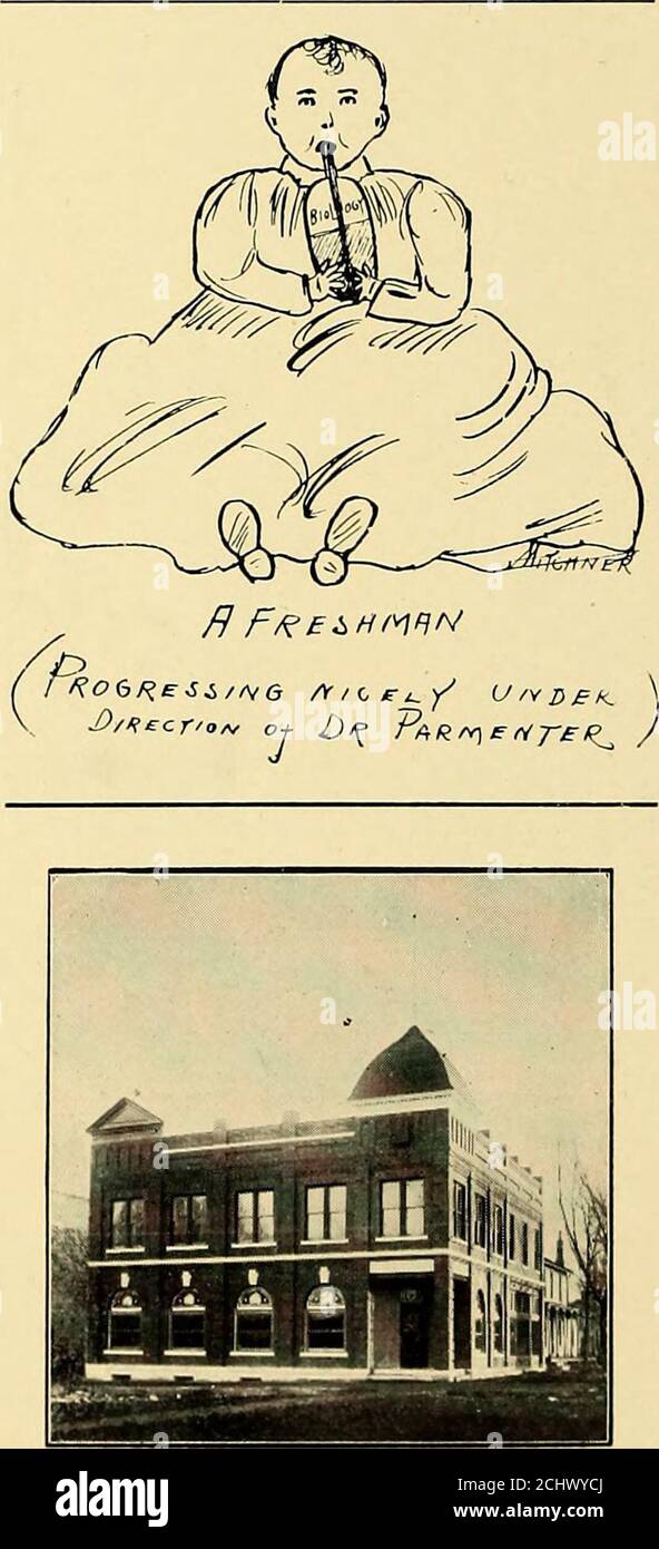 . Die Orangenblüte . Eine Offizielle Mitteilung. Baker UniversityBusiness College.- ein und zwei Jahre Kurse in Handel, Finanzen, Buchführung, Banken, Großhandel Einzelhandel, Kurzband und Schreibmaschinen. Besondere Vorteile – Universitätsbibliothek, LiteraturgesellschaftGymnasium, Vortragskurse, überlegene soziale und moralwissenschaftliche Einflüsse – findet man in der gewöhnlichen Geschäftsschule nicht. Keine Probleme über Positionen Wenn interessiert, Adresse F. E. WOLF, Principal, Baldwin, Kansas. 255 Mr. Wingers Version: Gib mir heute meinen täglichen Kuchen. Student: Wer ist die größte Babyschule? Stickle Haus Mädchen: Frage Fräulein Har-rison.. Stockfoto