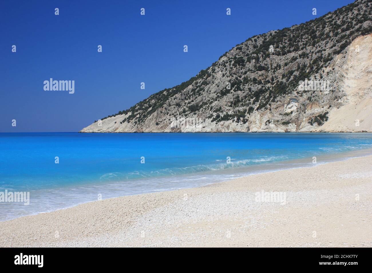 Der berühmte Myrtos (Mirtos) Strand in Kefalonia Insel Griechenland Stockfoto