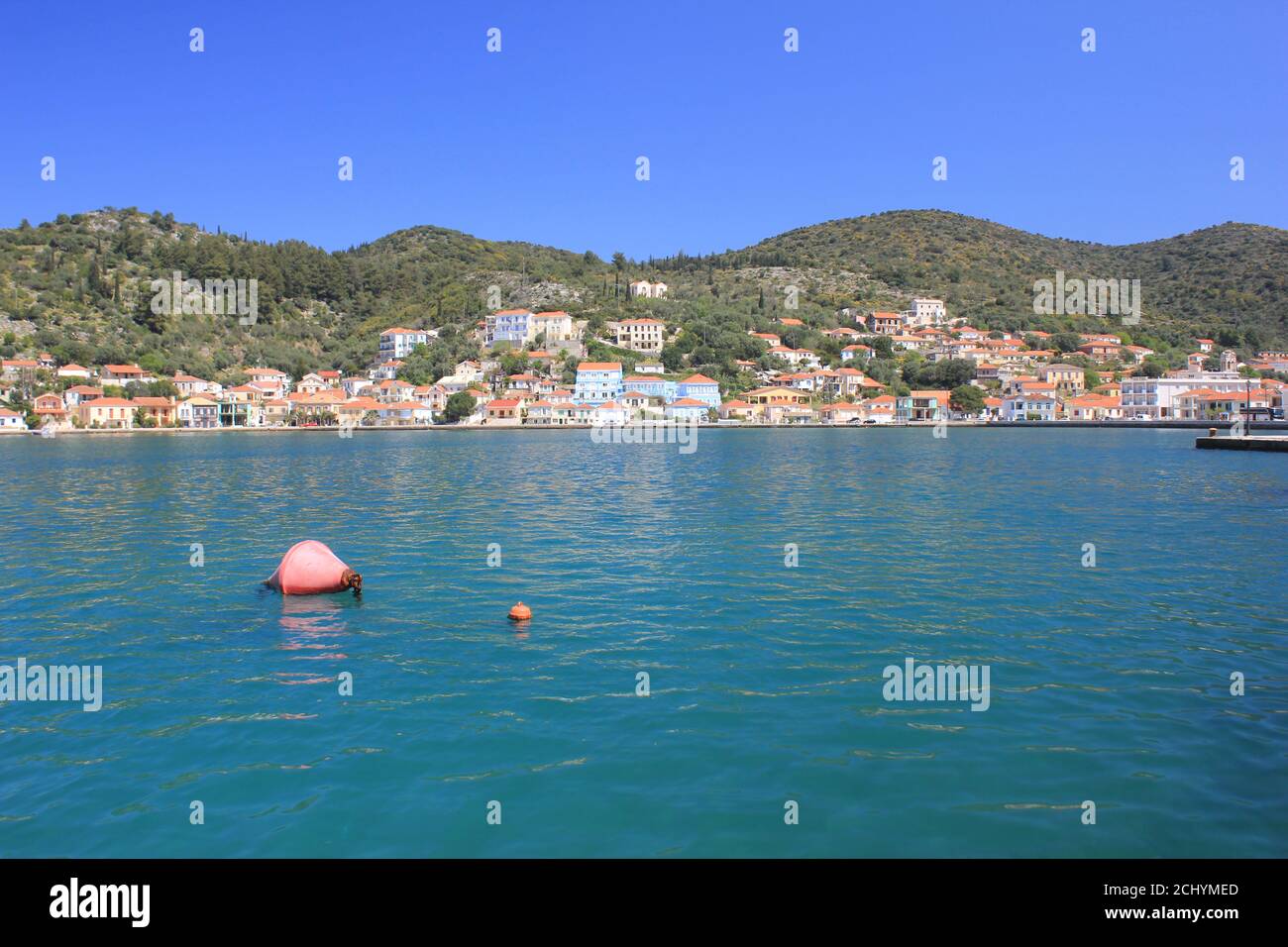 Vathi Stadt in Ithaki (Ithaka) Insel im Ionischen Meer in Griechenland Stockfoto