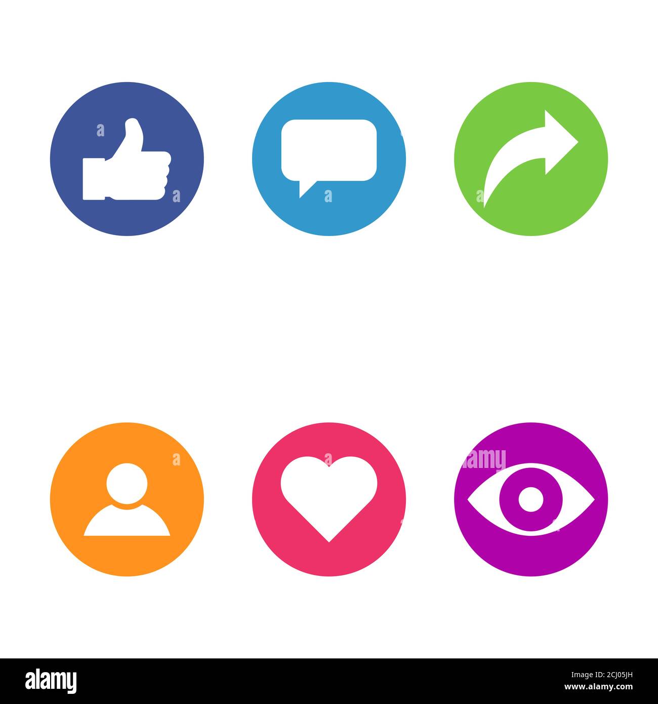 Social Symbol für Web, Daumen hoch, Kommentar, teilen, Person, Herd, Grafik anzeigen. Icon Set, Sammelkonzept . Stock Vektor