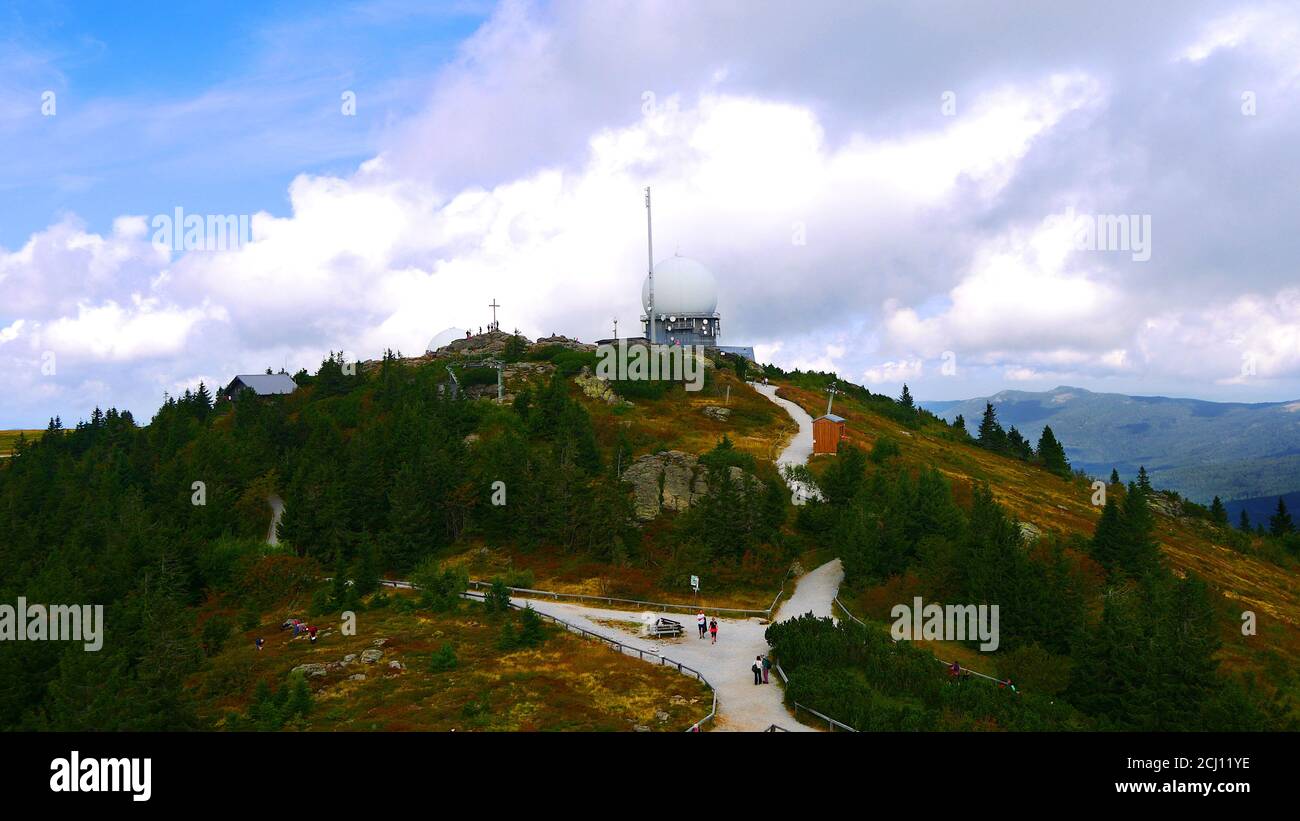 Großer Arber, Deutschland: Panorama des größten Berges im Bayerischen Wald Stockfoto