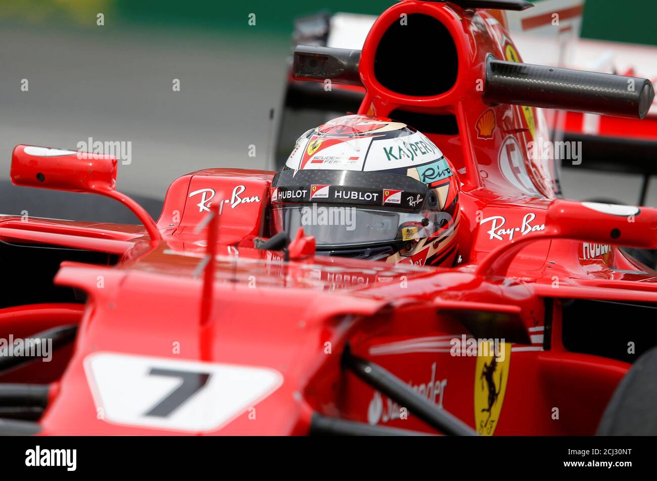 Formel 1 - F1 - großer Preis von Kanada - Montreal, Quebec, Kanada - 09/06/2017 - Ferrari Kimi Räikkönen in Aktion während der ersten freien Trainingseinheit. REUTERS/Chris Wattie Stockfoto