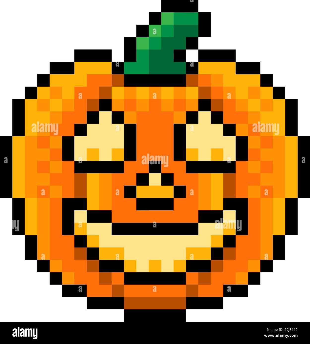 Halloween Kürbis Laterne Pixel Art Spiel Symbol Stock Vektor