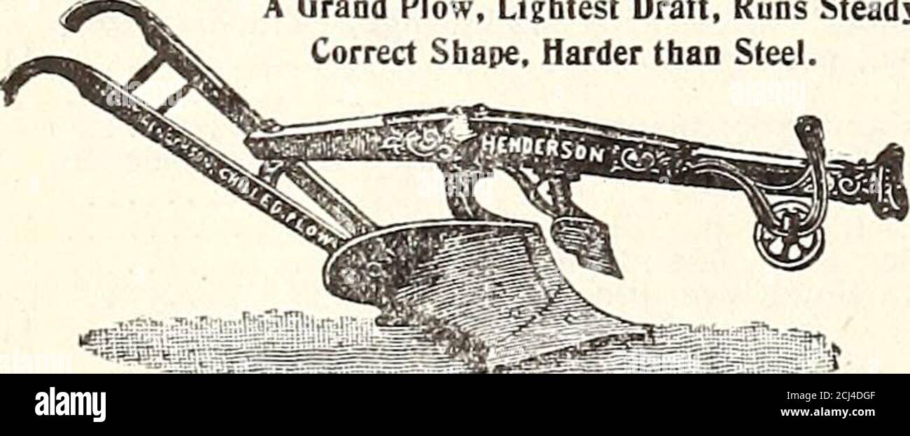 . Großhandelskatalog für Floristen. : Samen, Zwiebeln, Pflanzen, u. s. W. Sendet alle Arten von Gras und Getreidesamen; 4 bis 8 Hektar pro Stunde. Schwere Sämlingsbeet wird 40 Fuß werfen.Preis, 3.50 Dollar. DER HENDERSON KÜHLTE PFLUG. Ein Grand Plough, leichtester Tiefgang, läuft mit SteadyCorrect Shape. Härter als Stahl... Die Form ist genau richtig, um perfekte Arbeit mit größter Leichtigkeit zu tun Team und Pflugmann - die Form ist harderthan Stahl, scours wie Glas in jedem Boden und dreht eine beau-ful Furche. Alle Verbesserungen, einschließlich neigninglandside, einstellbare Strahl und Rad. Schienbeinstück zum Schärfen wieder beweglich; umkehrbare selbstschärfende Slips Stockfoto