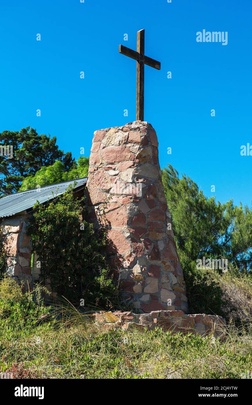 Denkmal der ersten walisischen Siedler in Puerto Madryn, Punta Cuevas Historical Park, Puerto Madryn, Patagonien, Argentinien, Südamerika Stockfoto
