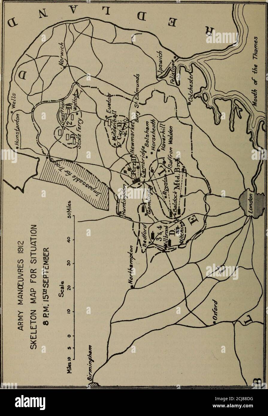 . Documents de la Session de la Puissance du Canada-1914 ( Band 48, Nr. 27, Documents de la Session Nr. 33-38) . c avants-postes surla rivière qui Traverse Bury St. Edmunds. Le trait caractéristique de cette journée dans la ligne de défense fut lheu-reuse et la rapide concentration par voie ferrée du Corps principal du généralGrierson. Une Suite de trains de troupes entrèrent, sans retards appréciables,dans les gares de chemin de fer à Bedford, Gamlingay, Hitchin et Millbrook,déversant des troupes de toutes armes et des unités administratives, qui se diri-gèrent immédiatement vers les biwacs Stockfoto