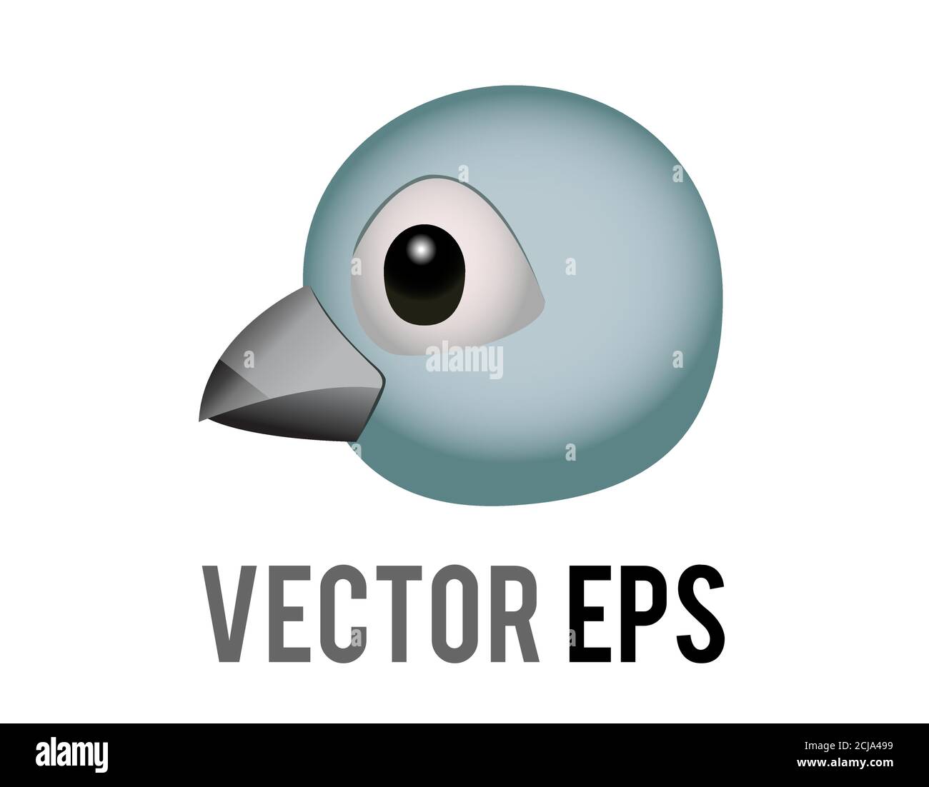 Der isolierte Vektorkopf von blauem generischem Vogel, Blauvogel oder Kardinalsymbol mit Auge und grauem Monat in der Seitenansicht Stock Vektor