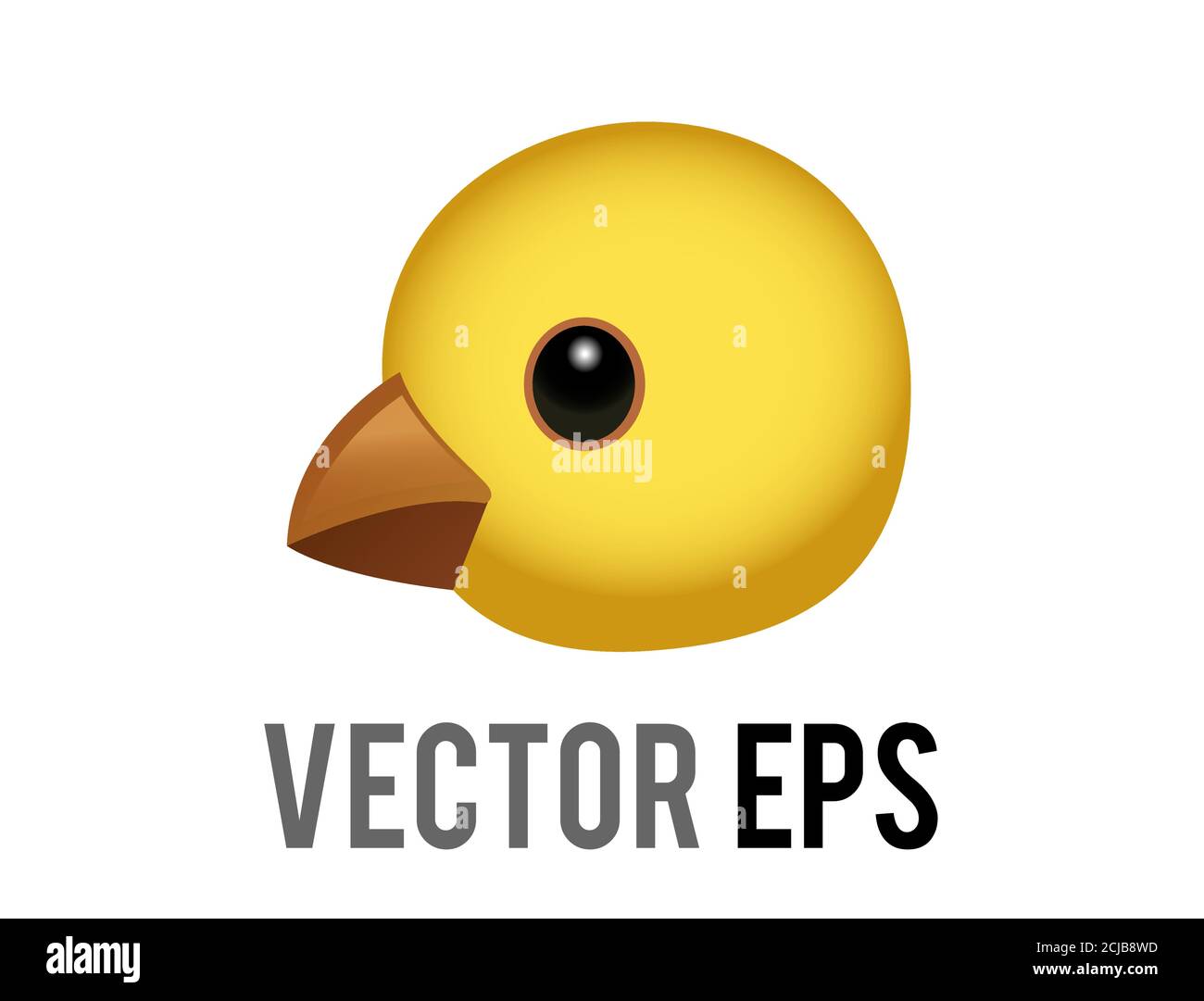 Der isolierte Vektor-Kopf von gelben Baby Huhn, Küken Auge und orange Monat in der Seitenansicht Stock Vektor