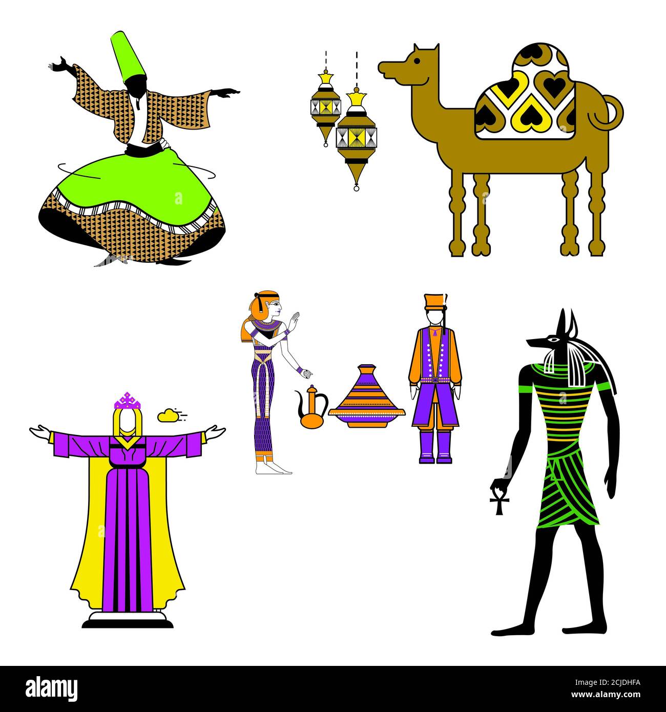 Ägypten Arabische Zeichnungen Vektor Illustration Stockfoto