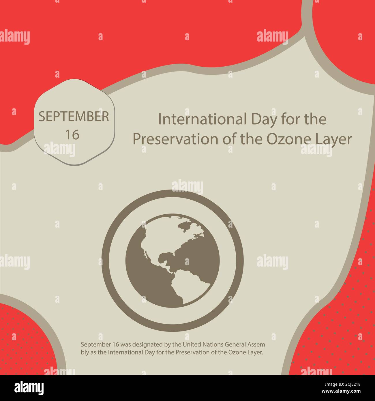 Der 16. September wurde von der Generalversammlung der Vereinten Nationen zum Internationalen Tag für die Erhaltung der Ozonschicht ernannt. Stock Vektor