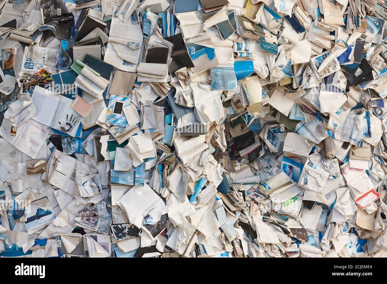 Papierabfälle, recycelbare Materialien. Nachhaltige Umwelt. Müll und Müll Stockfoto