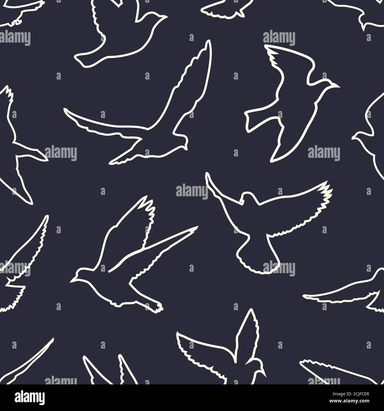 Vögel Silhouetten - fliegende nahtlose Muster Stock Vektor