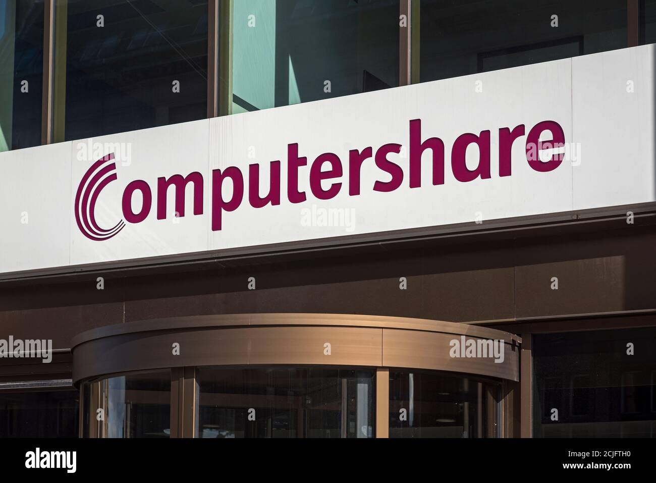 Computershare-Schild über den Eingang zu ihren Räumlichkeiten in der North Saint Andrew Street, Edinburgh, Schottland, Großbritannien. Stockfoto